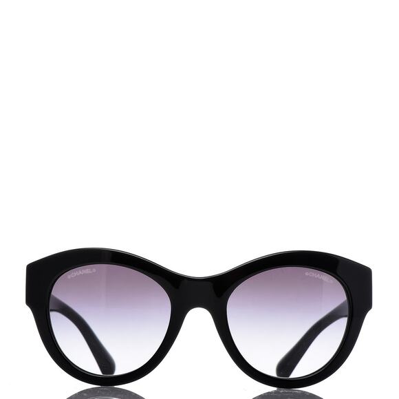 Chanel 5371 Black CC Logo Acetate Butterfly Cat Eye Sunglasses - Picture 1 of 9